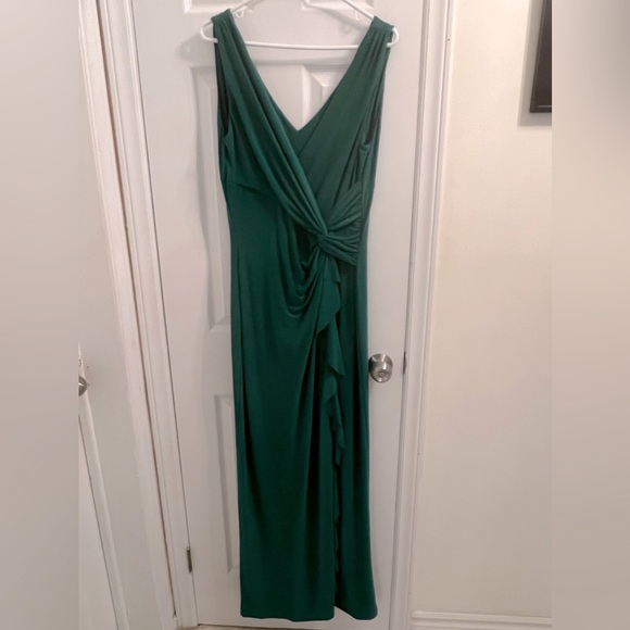 162. Lauren Ralph Lauren green floor length maxi dress sz US 12 (fits Large-14 - Picture 9 of 13